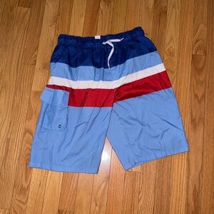 Oasis Boys Husky Swim Trunks Americana Patriotic Cargo Pocket Board Shorts